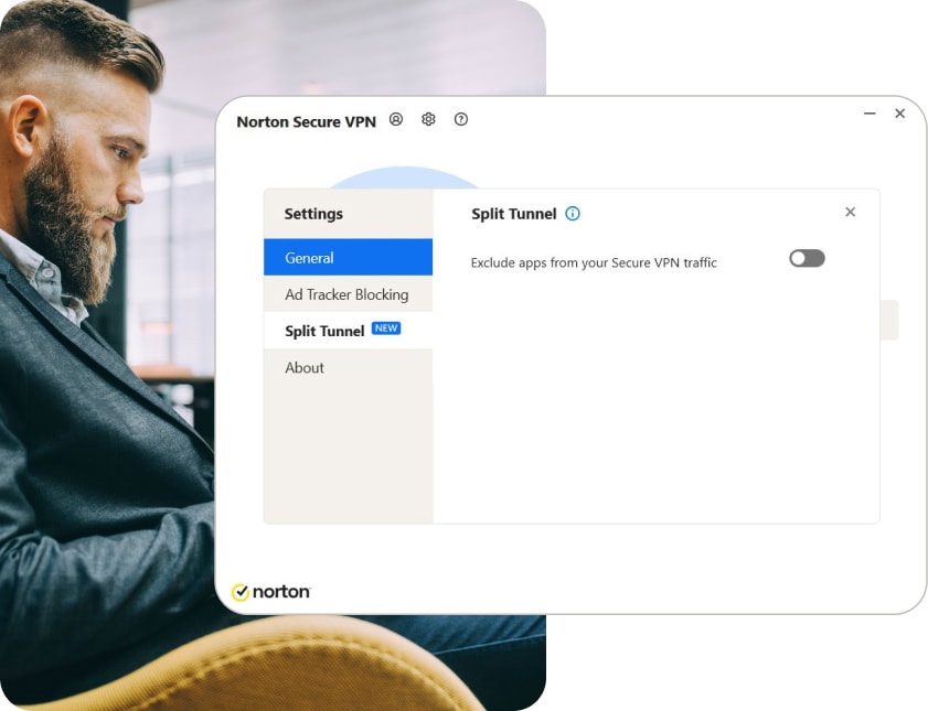 Download Norton VPN to protect only your sensitive data or everything you do online