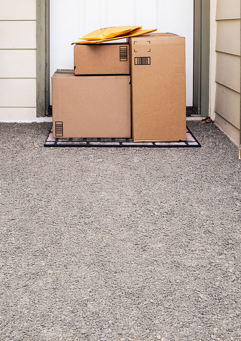 Amazon packages at the doorstep.