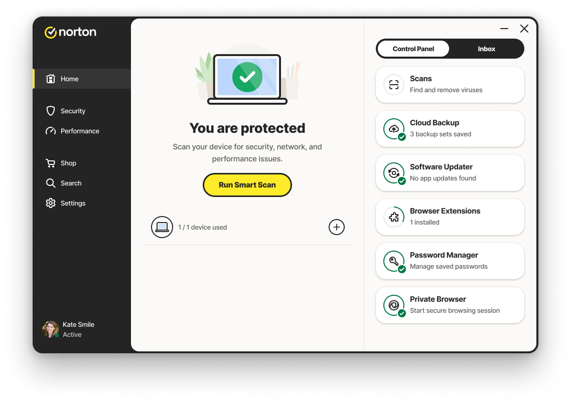 A screenshot of the Norton AntiVirus Plus malware scanner that detects and removes viruses.