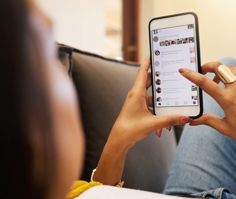 A person viewing the Instagram app.