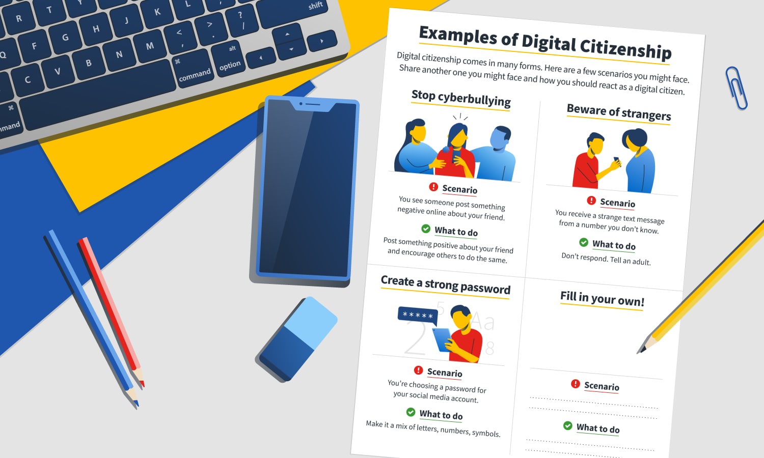 Mockup examples of digital citizenship