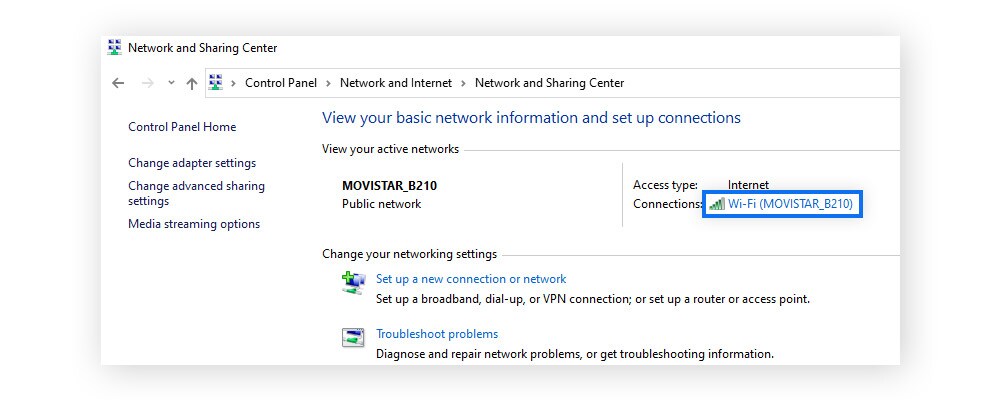 A screenshot of a Wi-Fi network name highlighted in Windows.