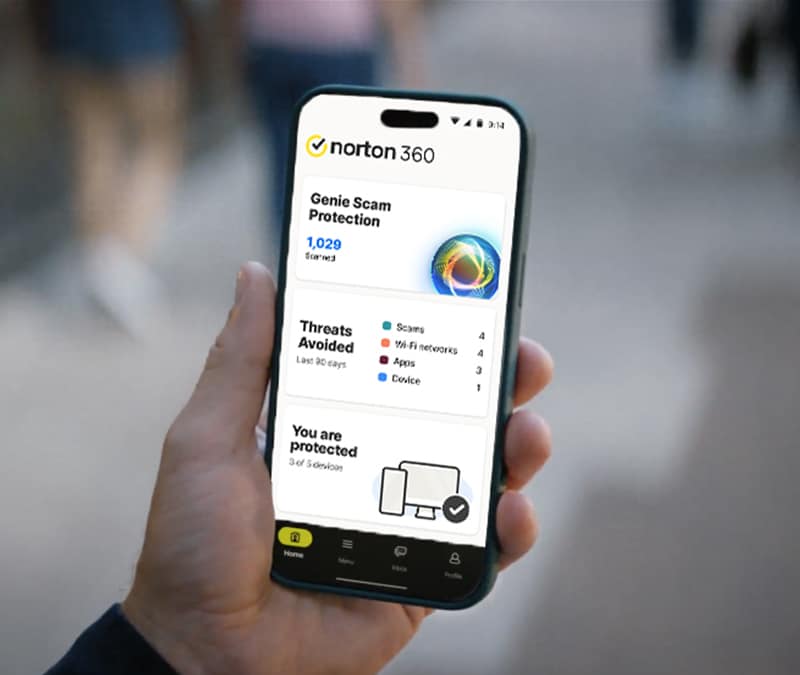 A person using Norton Genie Scam Protection