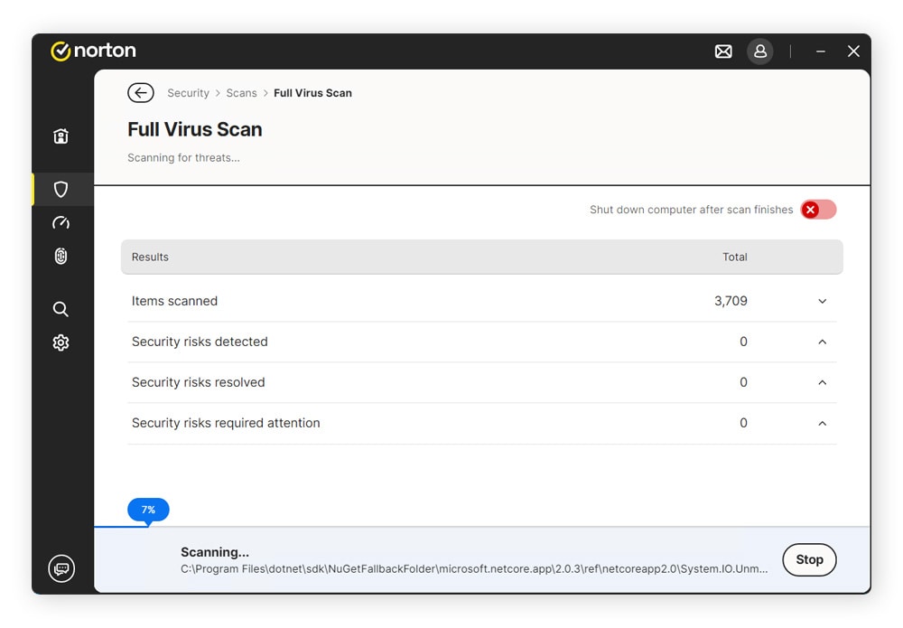 A screenshot of a spyware scan running in Norton 360 Deluxe.