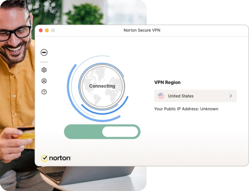 Selecting a VPN region or server to connect to with Norton VPN for Mac.