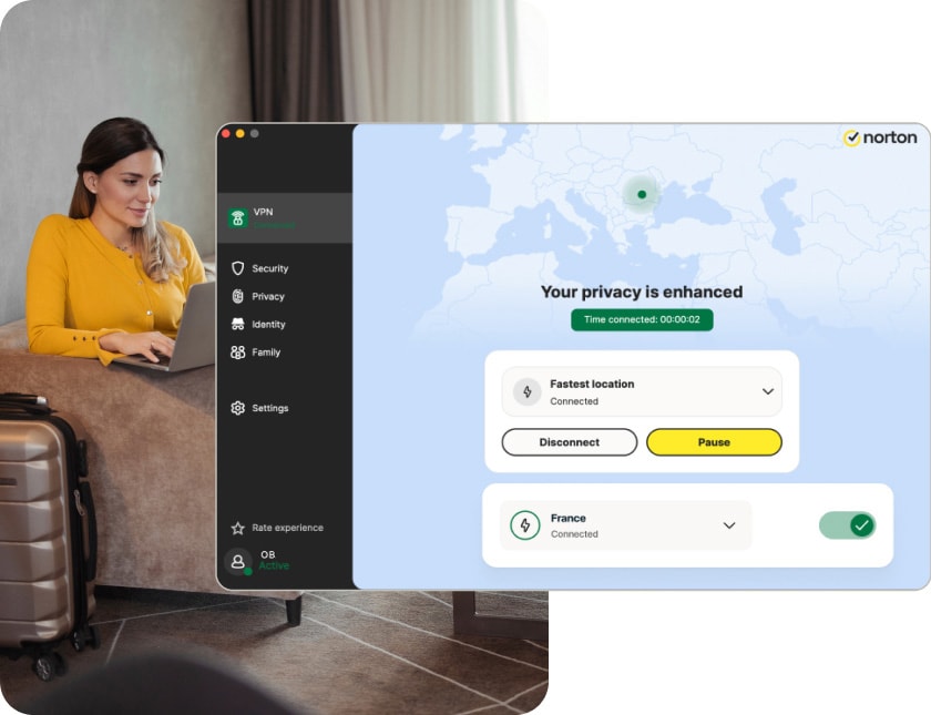 Norton VPN for Mac automatically connected to the fastest server location.