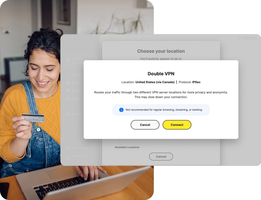The Double VPN feature in Norton VPN for Mac.