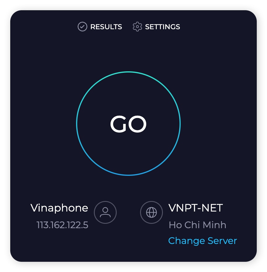Click Go on the Speed Test homepage to test your internet speed.