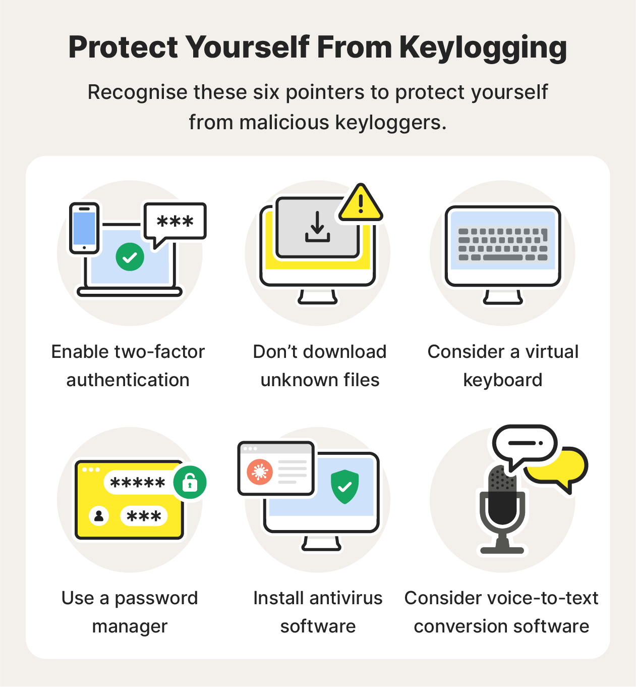 Tips to help protect yourself from keyloggers.