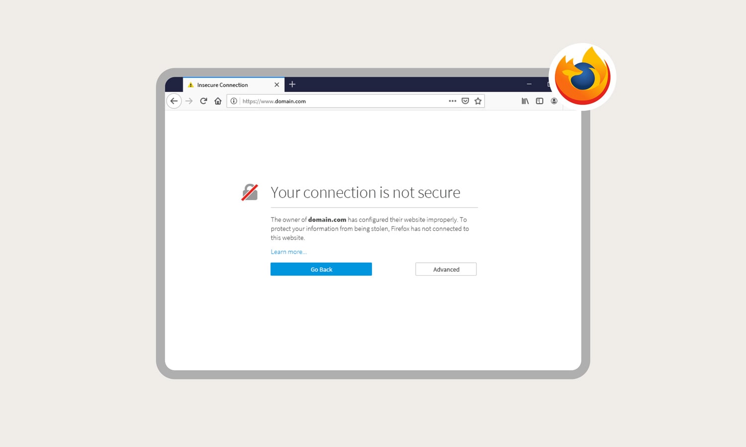 A screenshot of a ‘Your connection is not private’ error message on Mozilla Firefox.