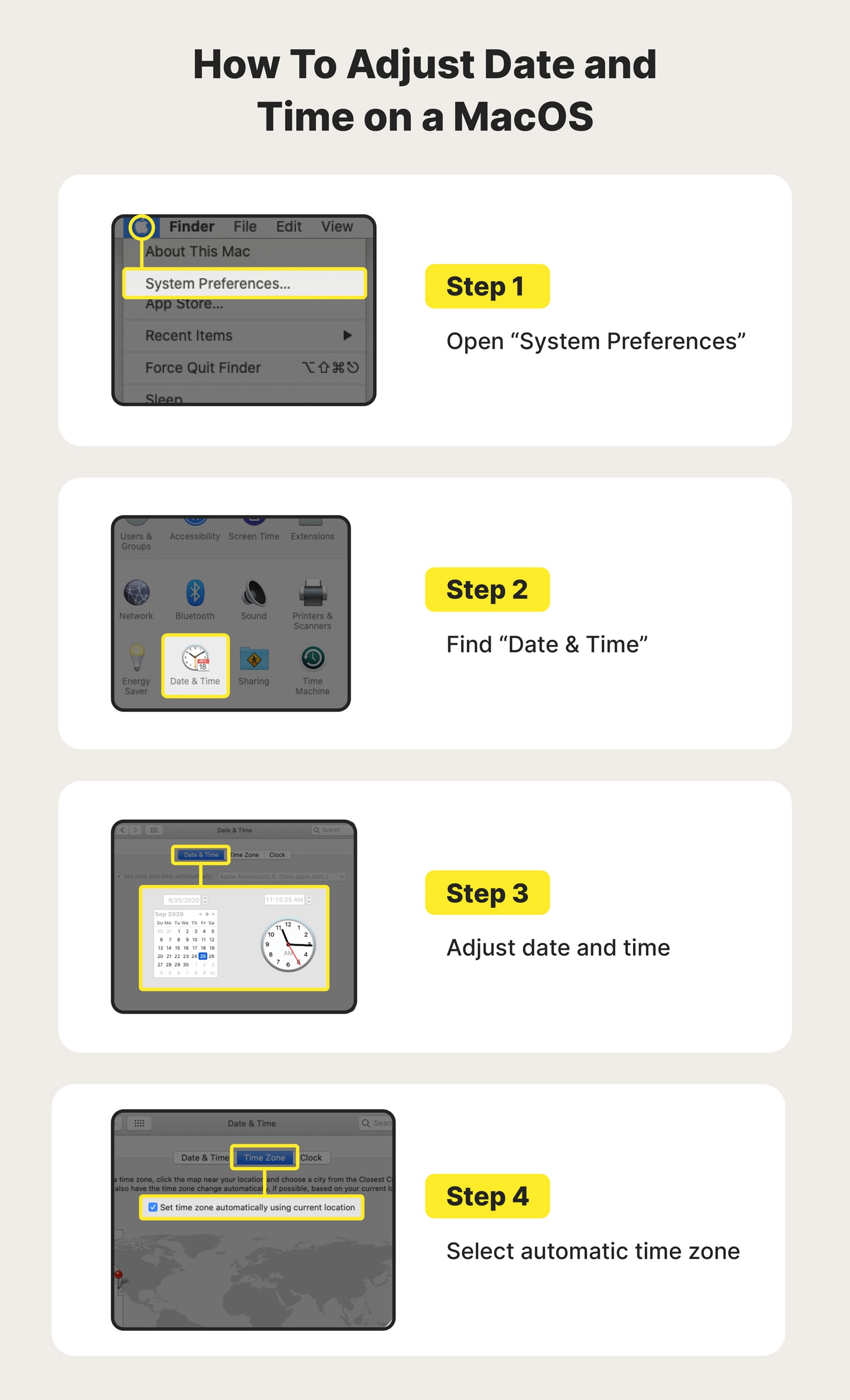 An image showing how to adjust date and time on macOS.