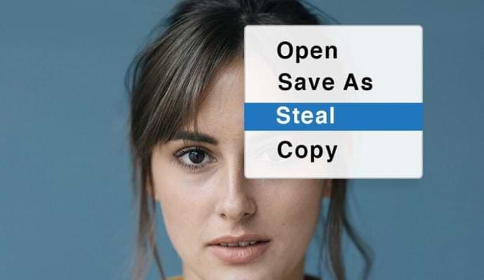Woman with file options menu open over her face