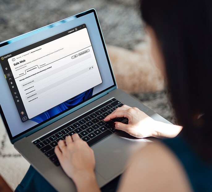 Safe web used on laptop