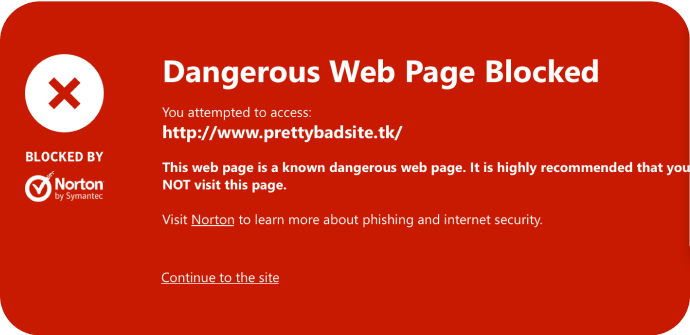 Imge safe web dangerous web page blocked.